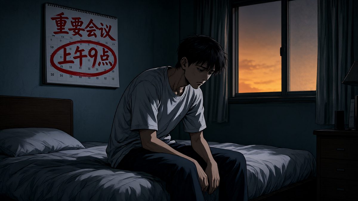 第四格：原来今天还有重要会议……社死的黄昏。