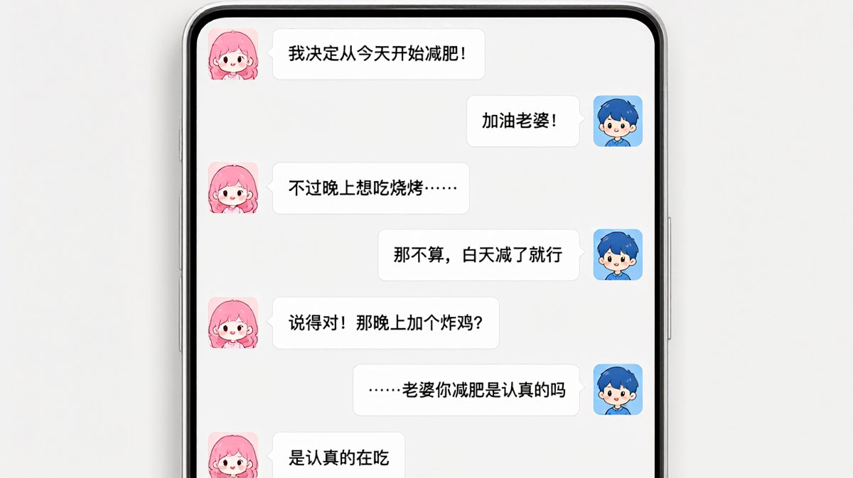 减肥宣言与宵夜选择的神反转对话