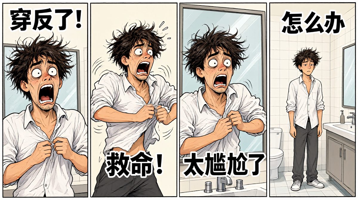 慌乱跑到洗手间紧急补救。