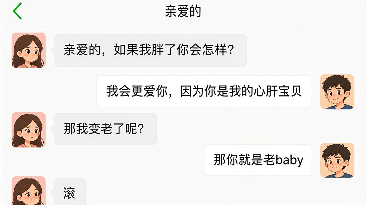 「心肝宝贝变老baby」甜蜜陷阱，对方一句滚字终结所有浪漫。