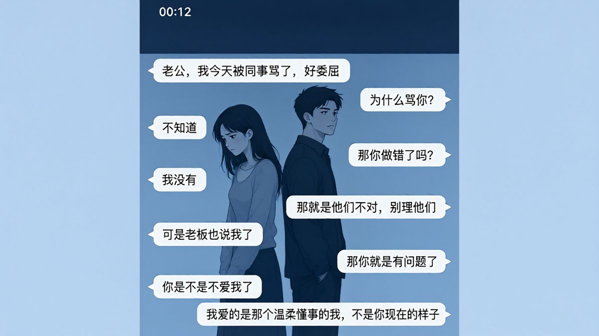 「不爱现在的你」安慰变成追加伤害，直男发言让感情雪上加霜。
