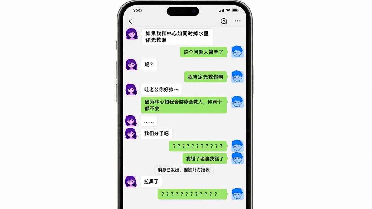 「我肯定先救你」——然后精准踩中所有雷区。