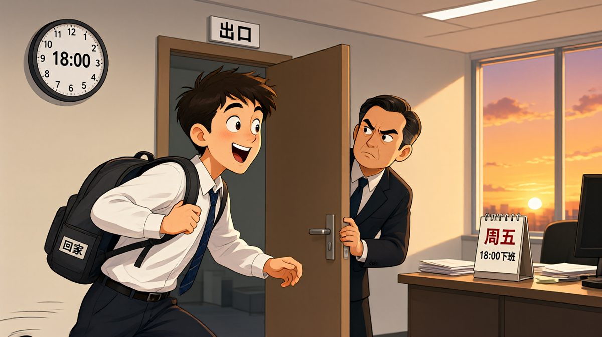场景四：小张准时下班被老板叫住，以为要被表扬，老板说'干得不错，准时走人'，小张感动落泪，老板补刀'所以下周开始你调早班，早上八点到，毕竟你这么会卡点'