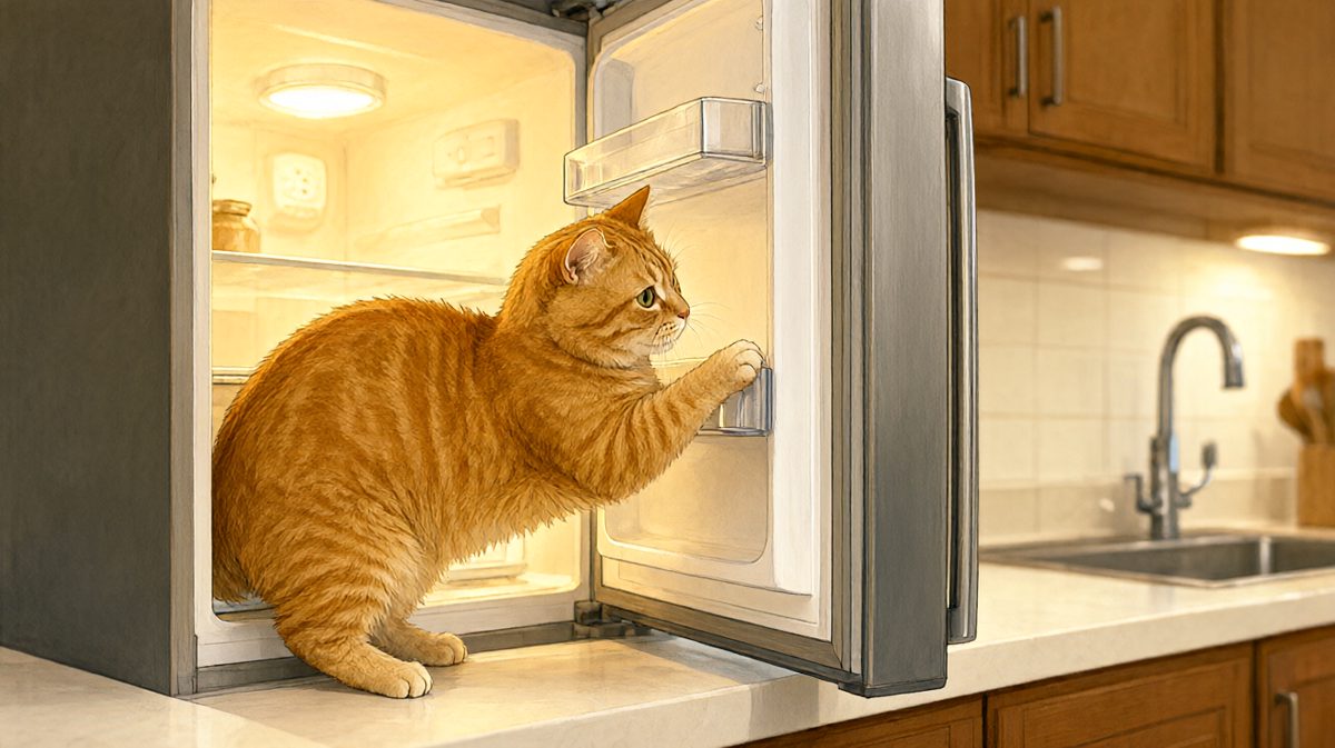 深夜偷吃的猫，自我感觉隐身术满分