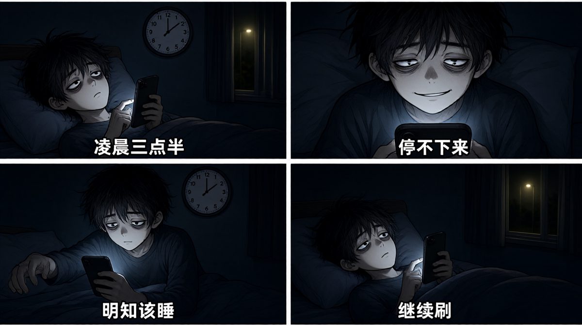 眼睛说想睡，手指说不可以。