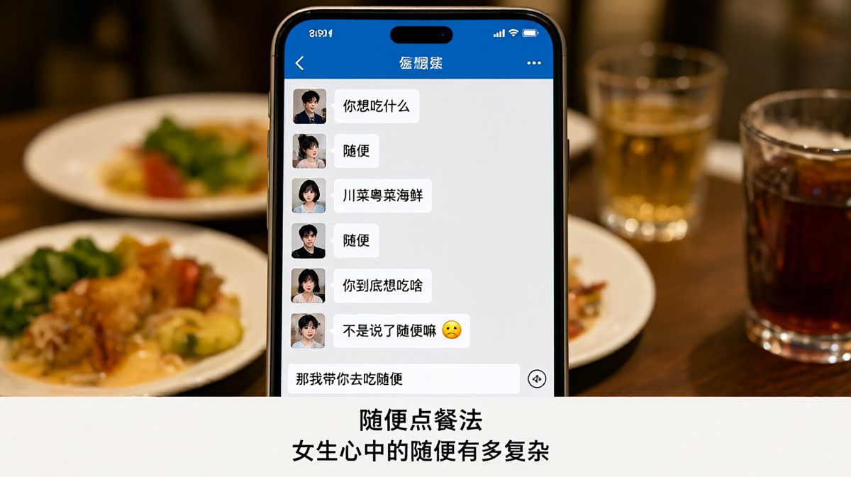 她说'随便吃'的时候