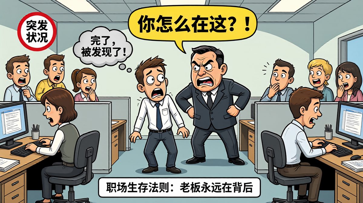 老板从天而降！员工瞬间石化，社死现场达成。