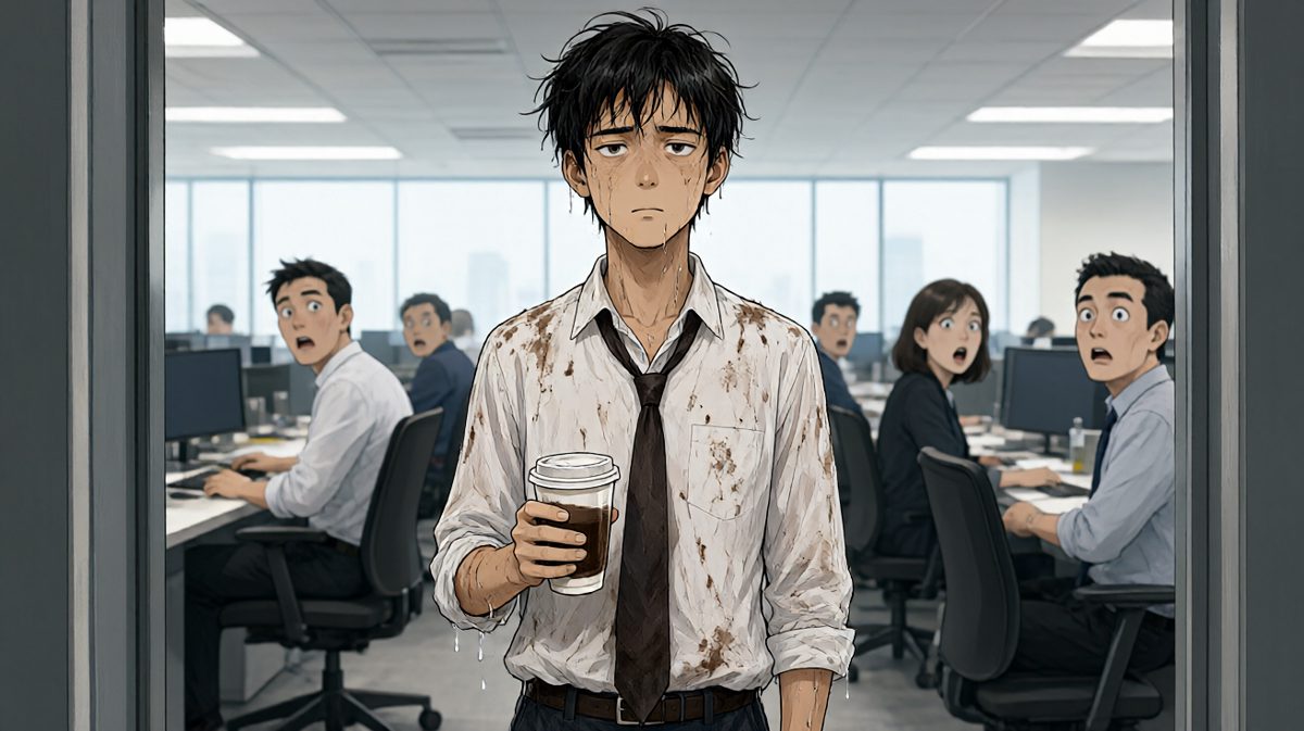 ……假装无事发生，走进办公室。