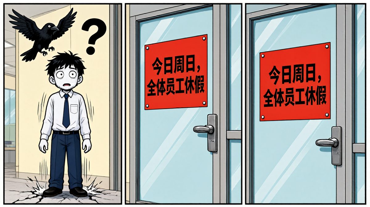 到了公司……今天是星期天？！