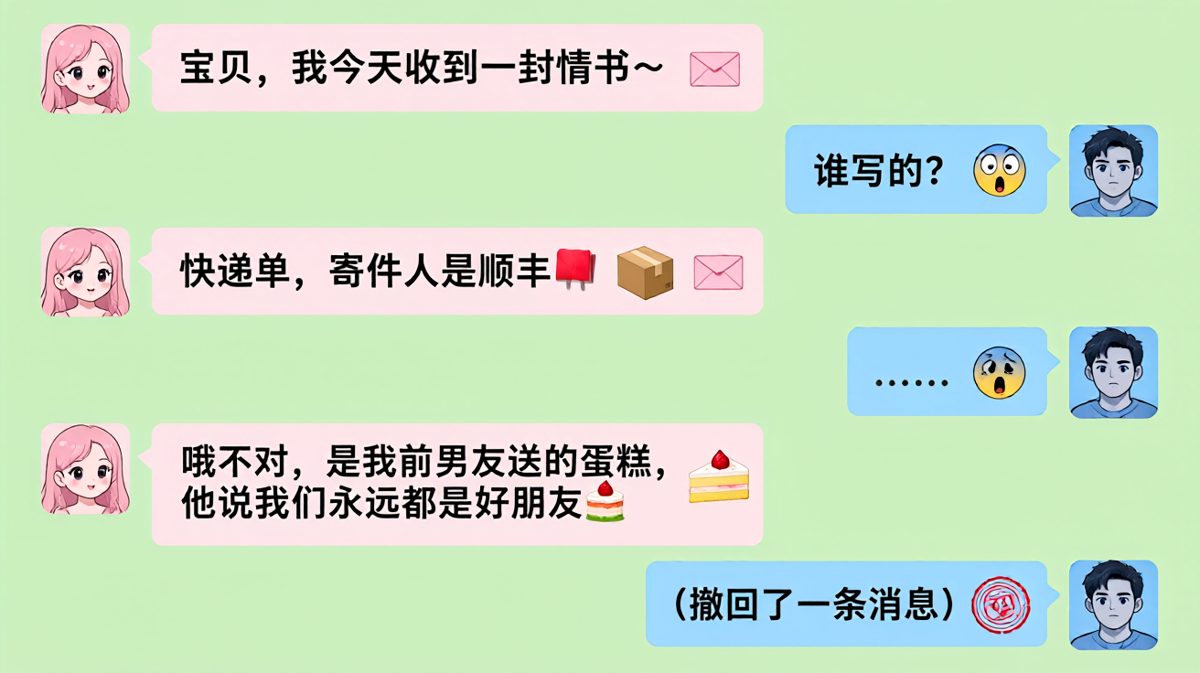 女生假装收到情书，结果反转是快递单和前男友送的蛋糕