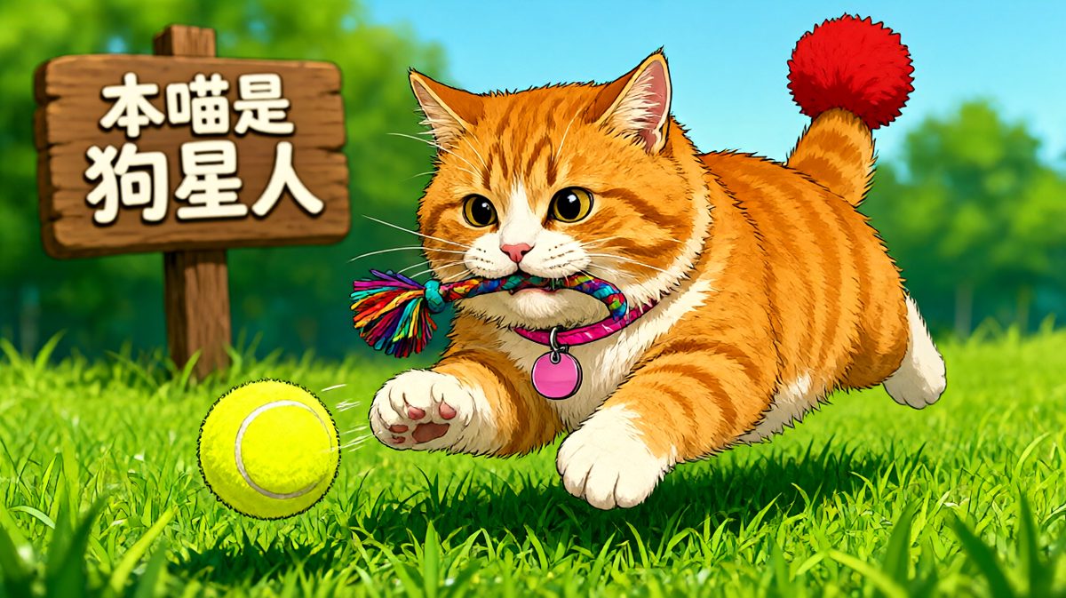 这只猫决定当一条汪星人