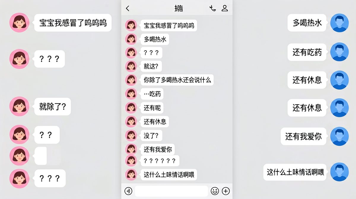 男生把多喝热水升级成四连击，女生彻底无语