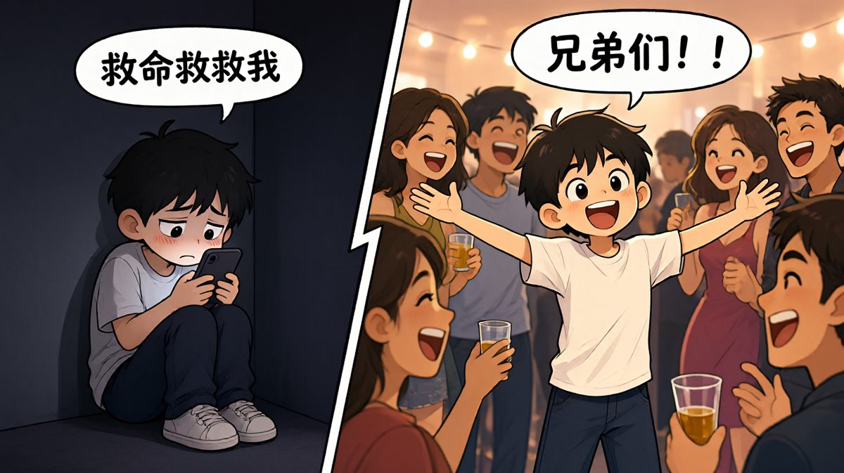 同一个聚会，两种人格