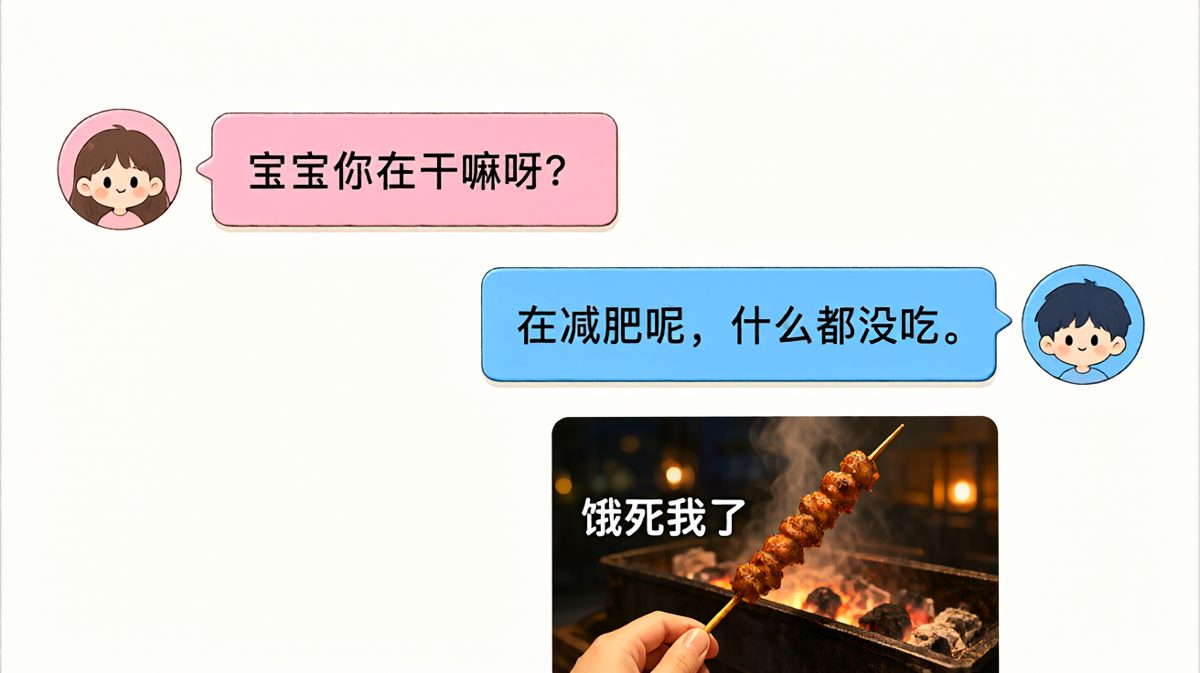 嘴上说减肥，手上却在吃烧烤的男友