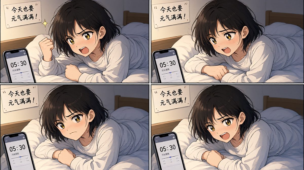 深夜立下晨跑誓言，信心满满。
