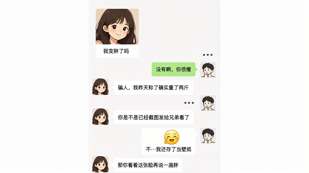 胖不胖是送命题，但'存不当壁纸'是送分题——男生终极反杀