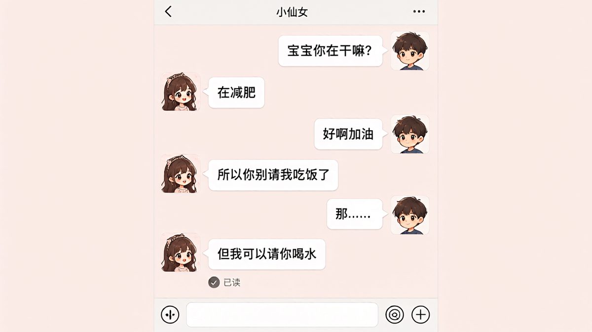 减肥女孩的算盘：不吃饭可以，但不能省水钱。