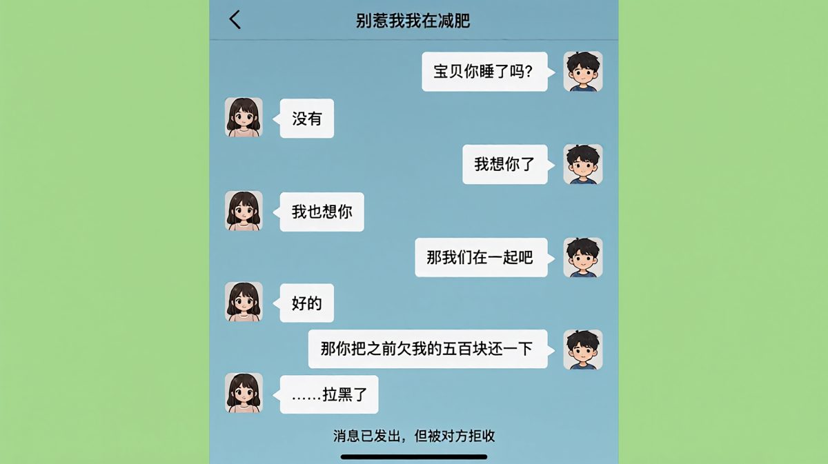 表白后立刻讨债，单身保命式聊天。