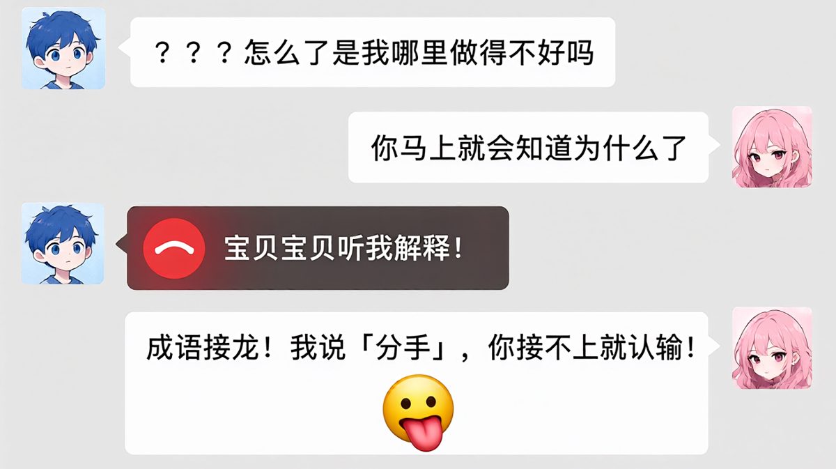 「分手吧」吓出冷汗，结果只是成语接龙输了