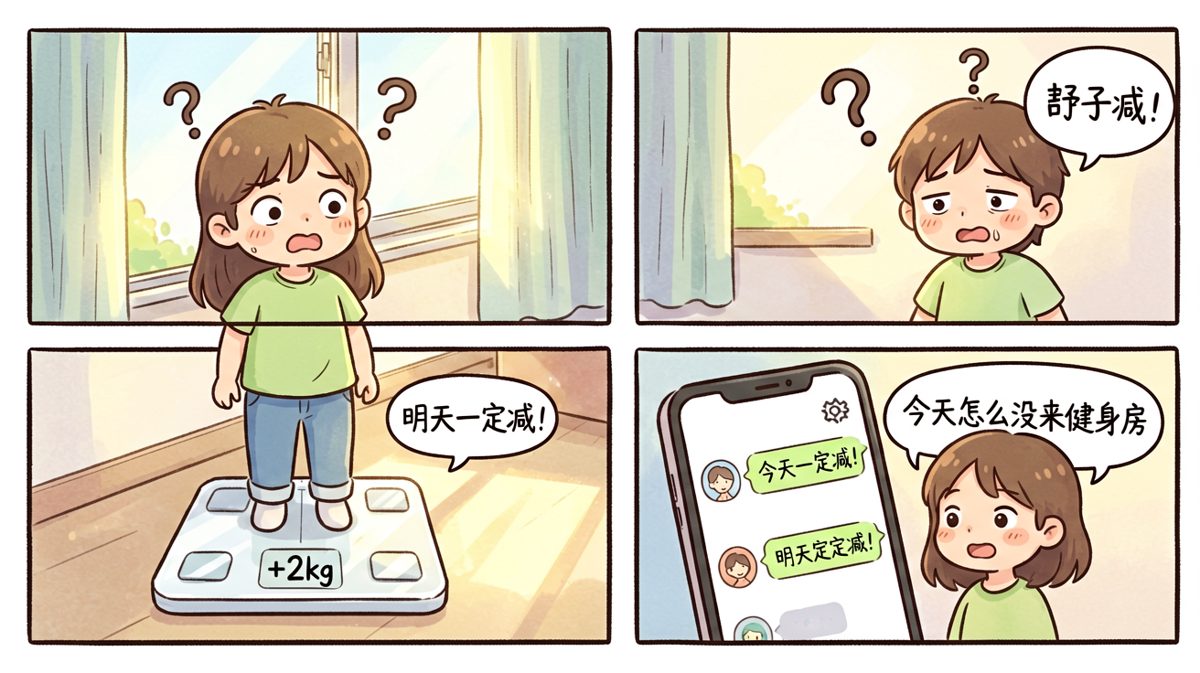 第二天称体重，结果比昨天还重了两公斤……