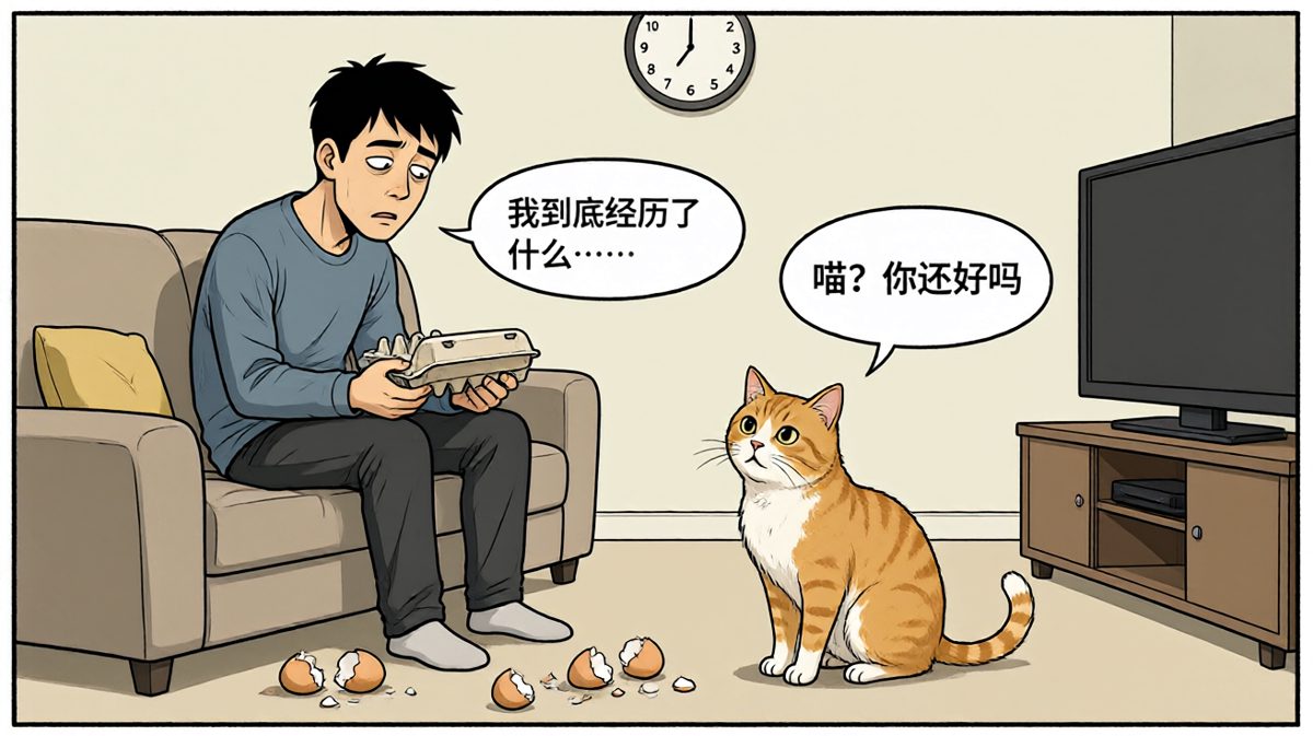 灵魂出窍，橘猫都看不下去了。