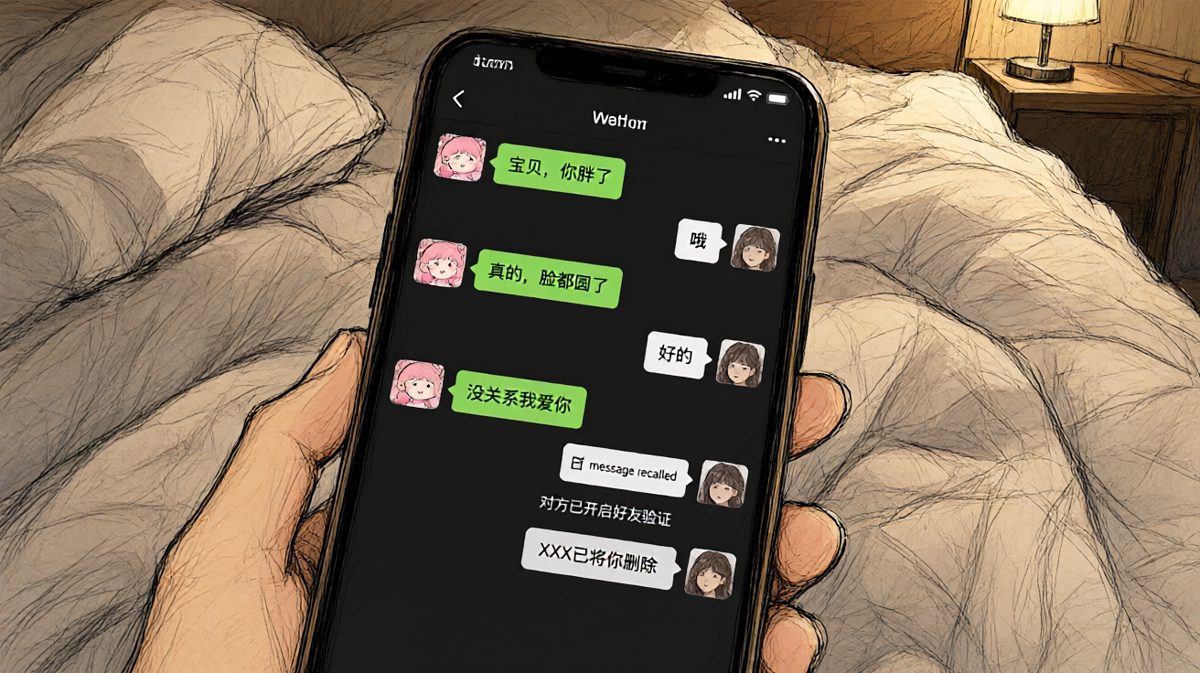 男生说女朋友胖了之后，等了一分钟被删除好友