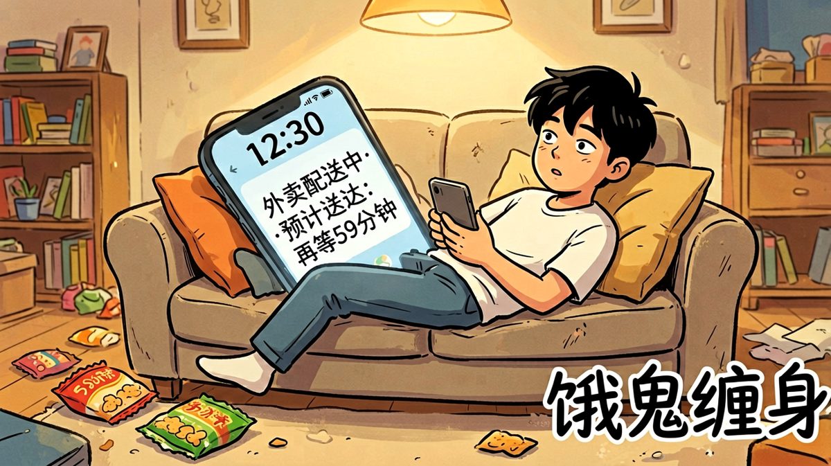 点完外卖却还要等一个小时，生无可恋。