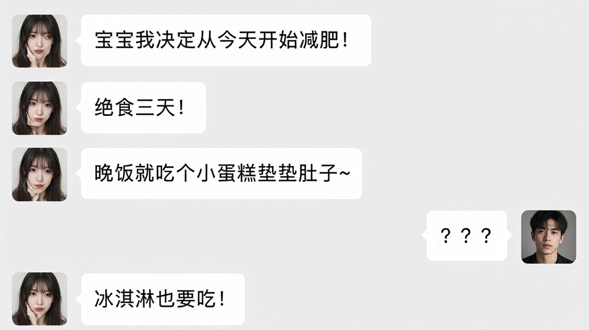 嘴上说绝食，手上却点开了夜宵外卖。