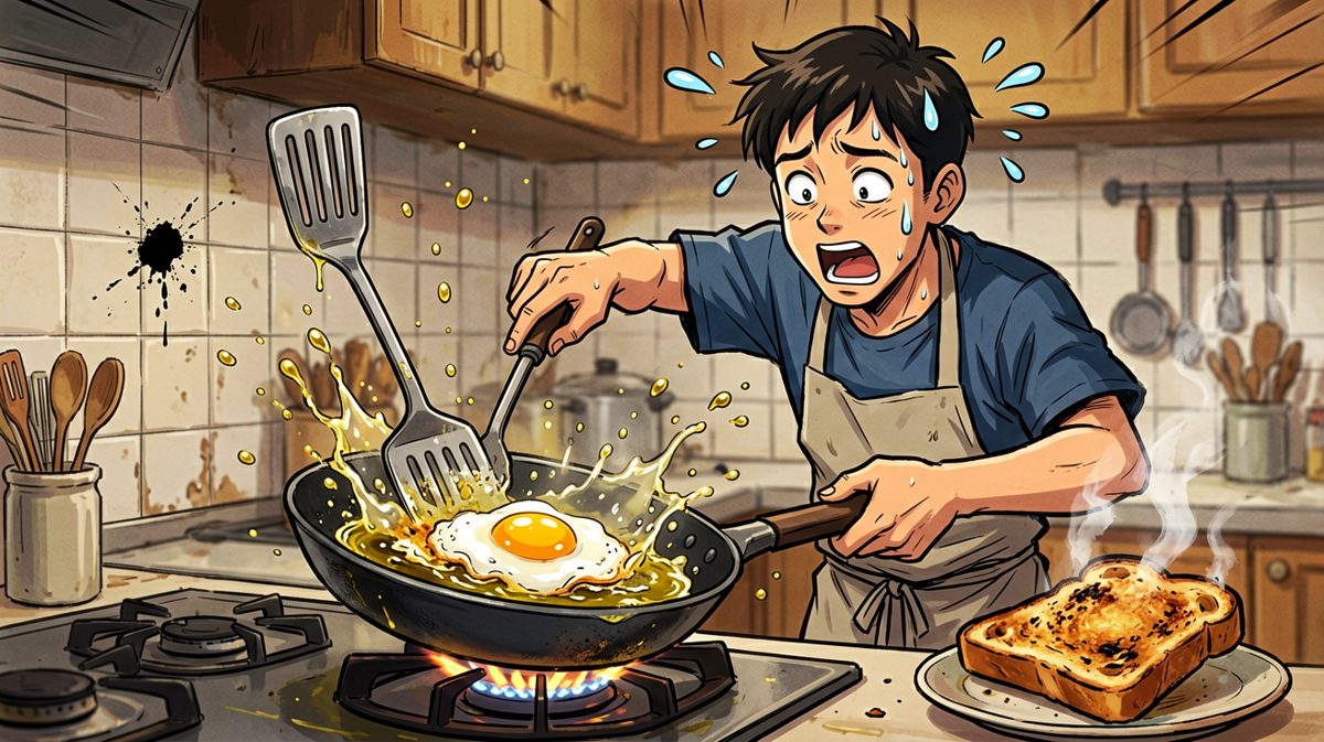 格子二：意外发生了！煎蛋开始反击