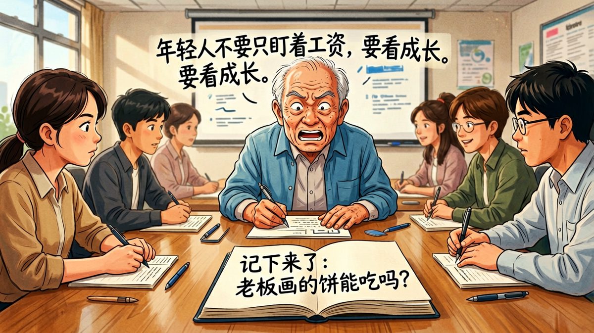 员工记笔记的速度，永远比老板画饼的速度快
