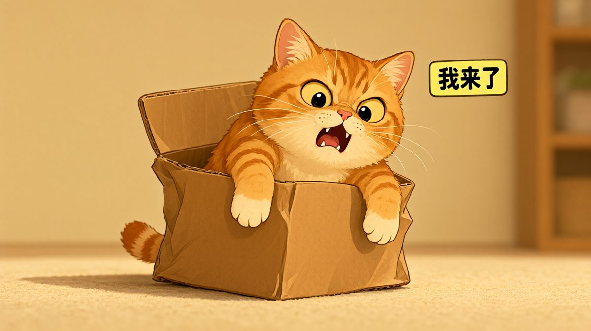 猫：只要我够努力，小箱子也能变成我的床！