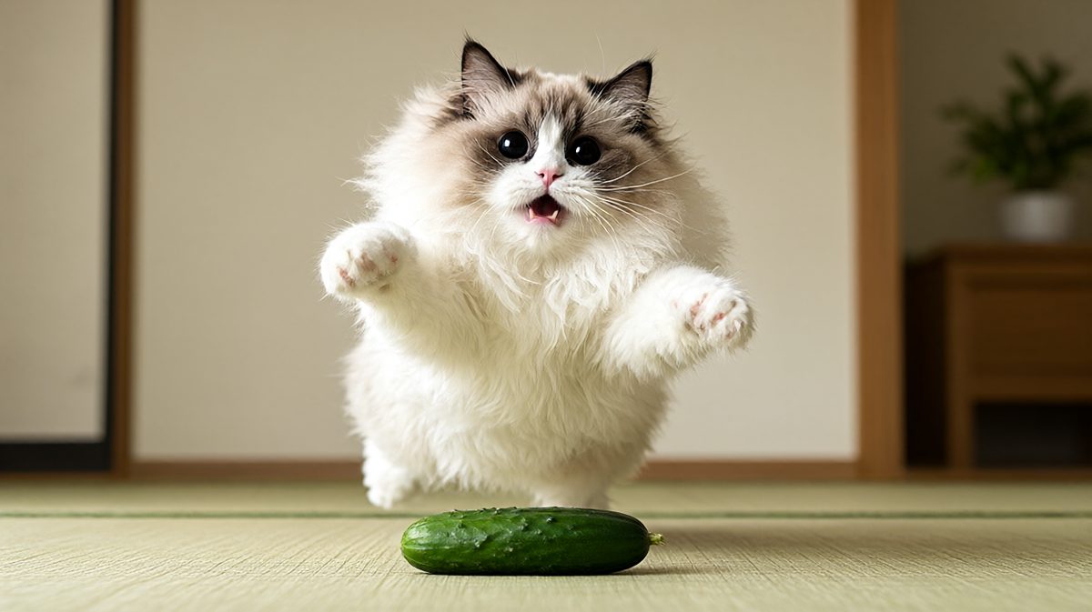 猫：这是什么绿色怪物！救命啊！！！