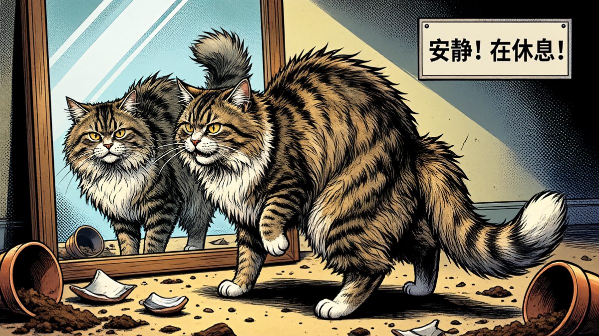 猫咪：你是谁？为什么学我？再学打你！