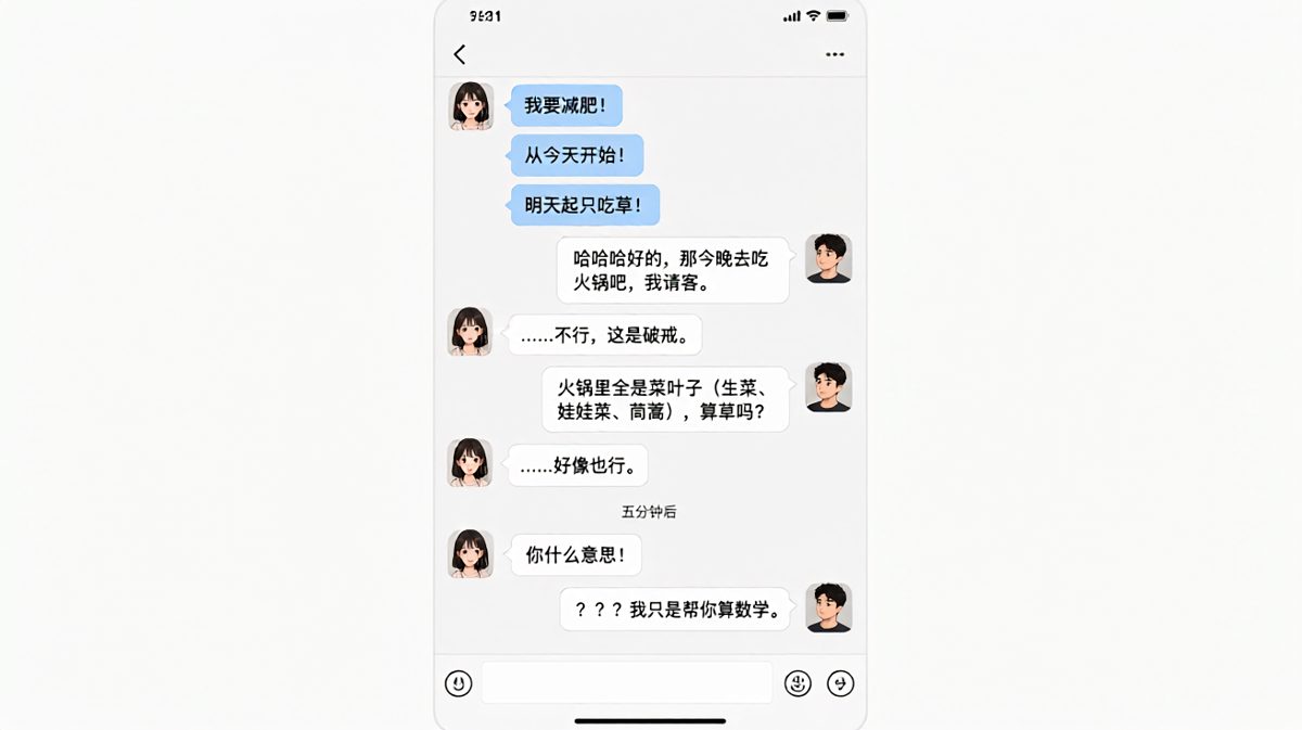 减肥第一天就破戒，男生的「逻辑」堪称绝杀