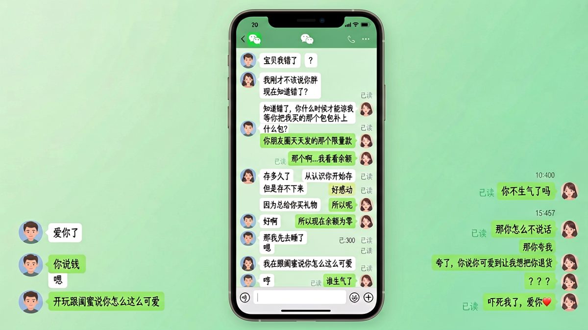 情侣道歉对话反转：男生以为吵架要完蛋，结果女生只是在考验他会不会哄人