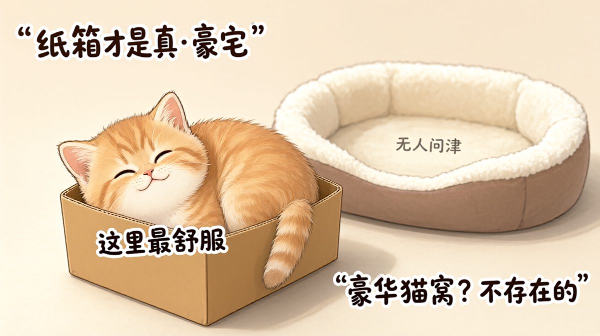 猫：这箱子就是我的王座，谁也别想抢！