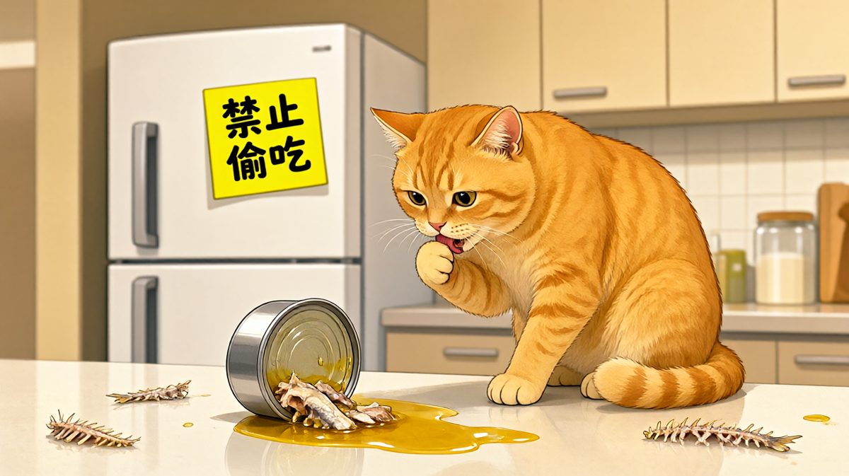 铲屎官回来发现罐头空了，本喵什么都不知道~