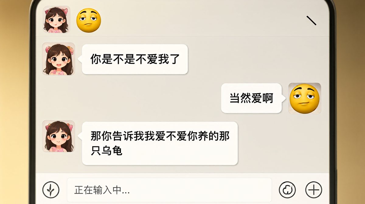 女生突然质问是不是不爱她了，结果反转是想确认他爱不爱乌龟