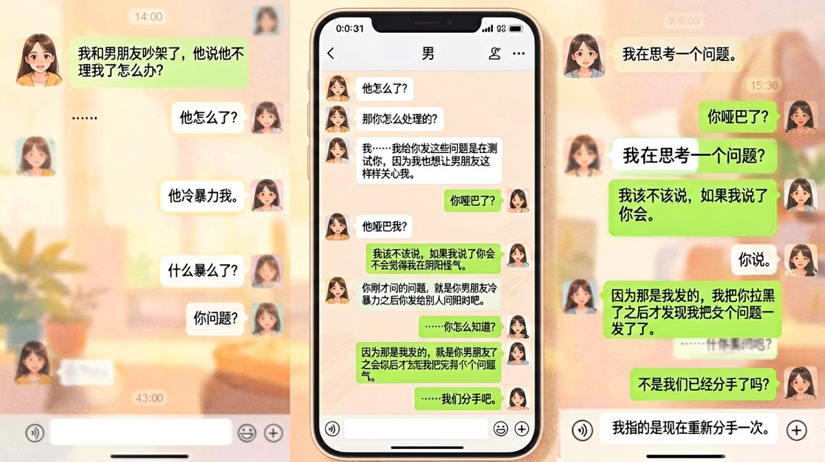 女生拿前任的问题测试现任，结果现任就是前任本任。