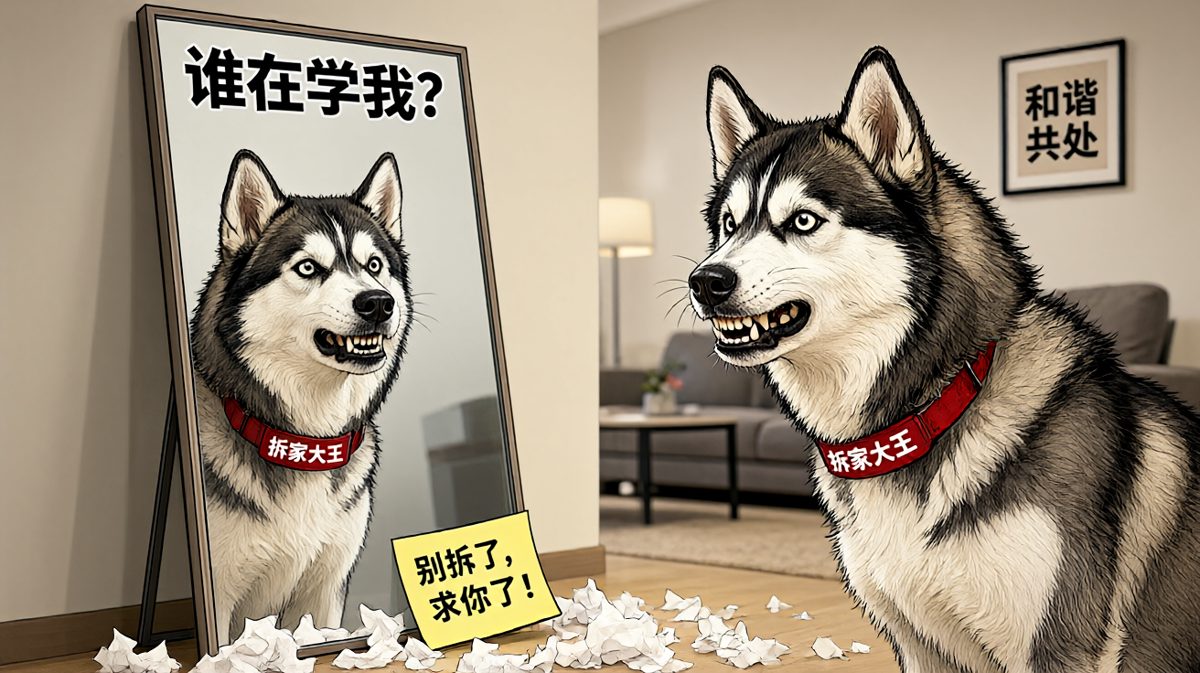 哈士奇：镜子里那只狗是谁？居然敢挑衅我！