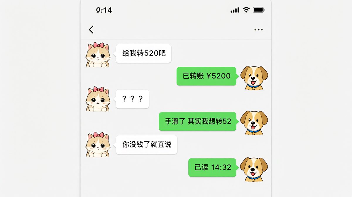 男生转账手滑多发一个零，被女生调侃后装死