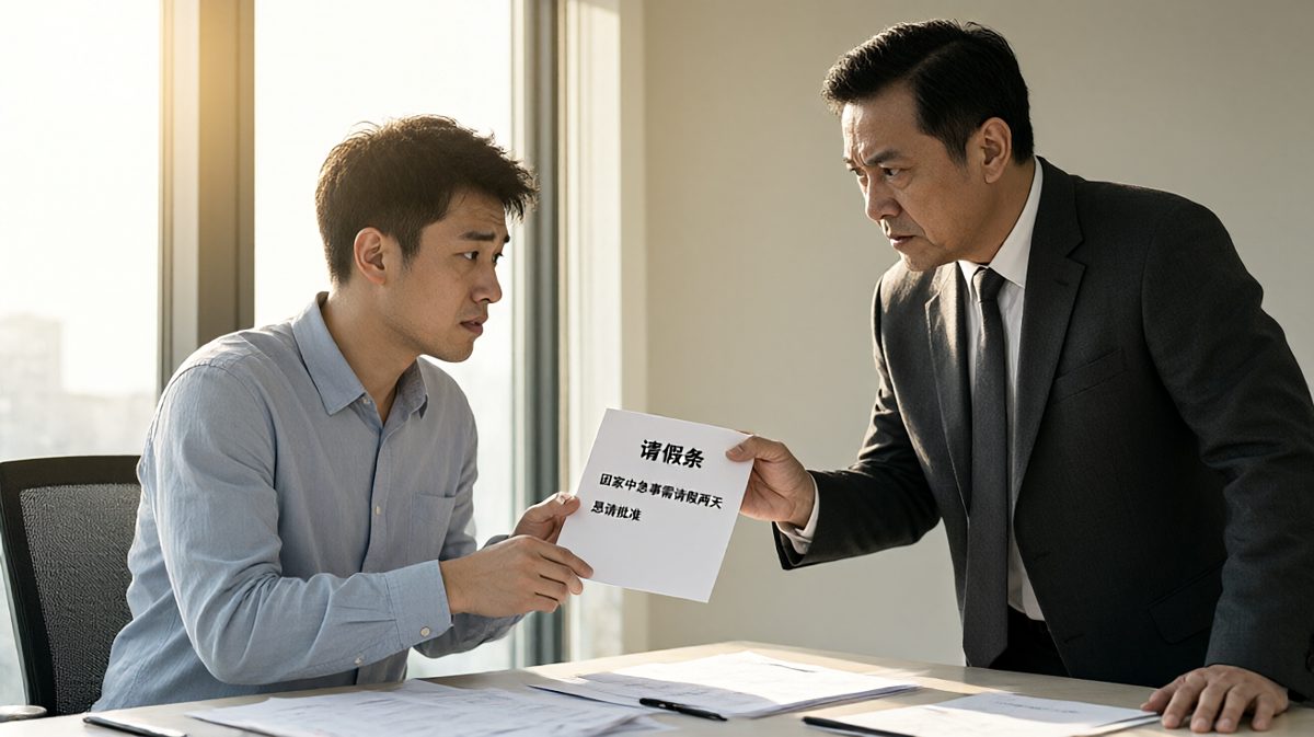 员工：老板我想请假三天。老板：不行！——员工：那我延期到下个月来。老板：准了，顺便把年假也休了吧，我看你挺忙的。