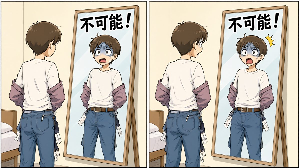 照镜子发现衣服前后穿反了