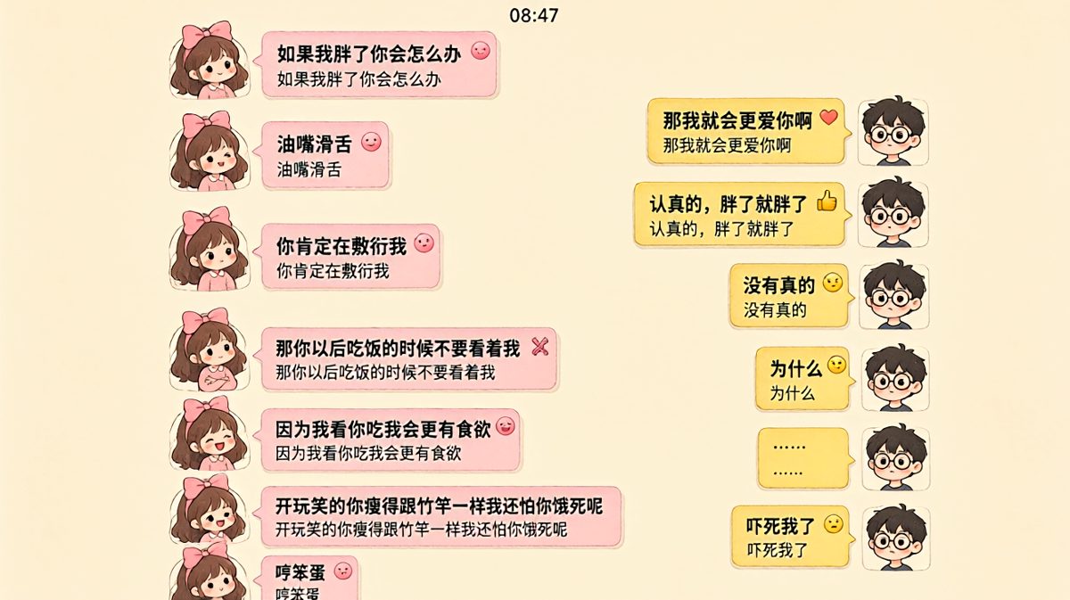 经典送命题反转：从担心胖到被夸瘦，男生险些被套路