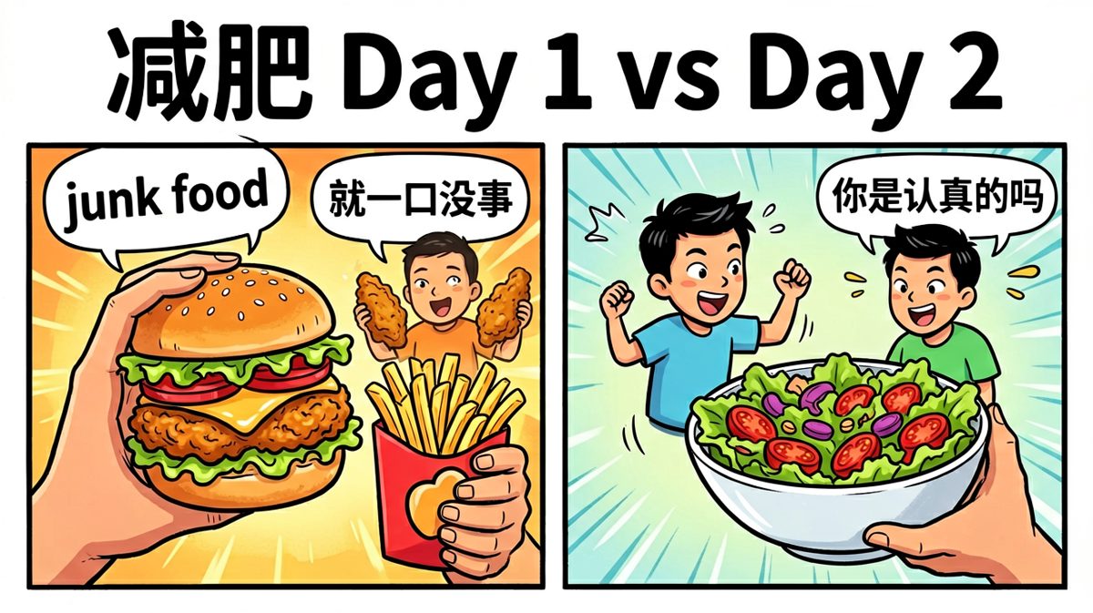 每次减肥都像在和食物谈判，而且每次都谈崩
