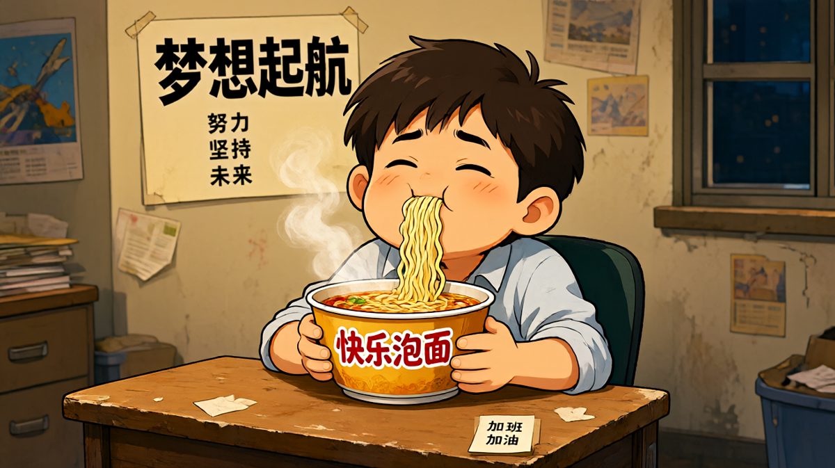 深夜加班回家，一碗泡面就是全部的幸福