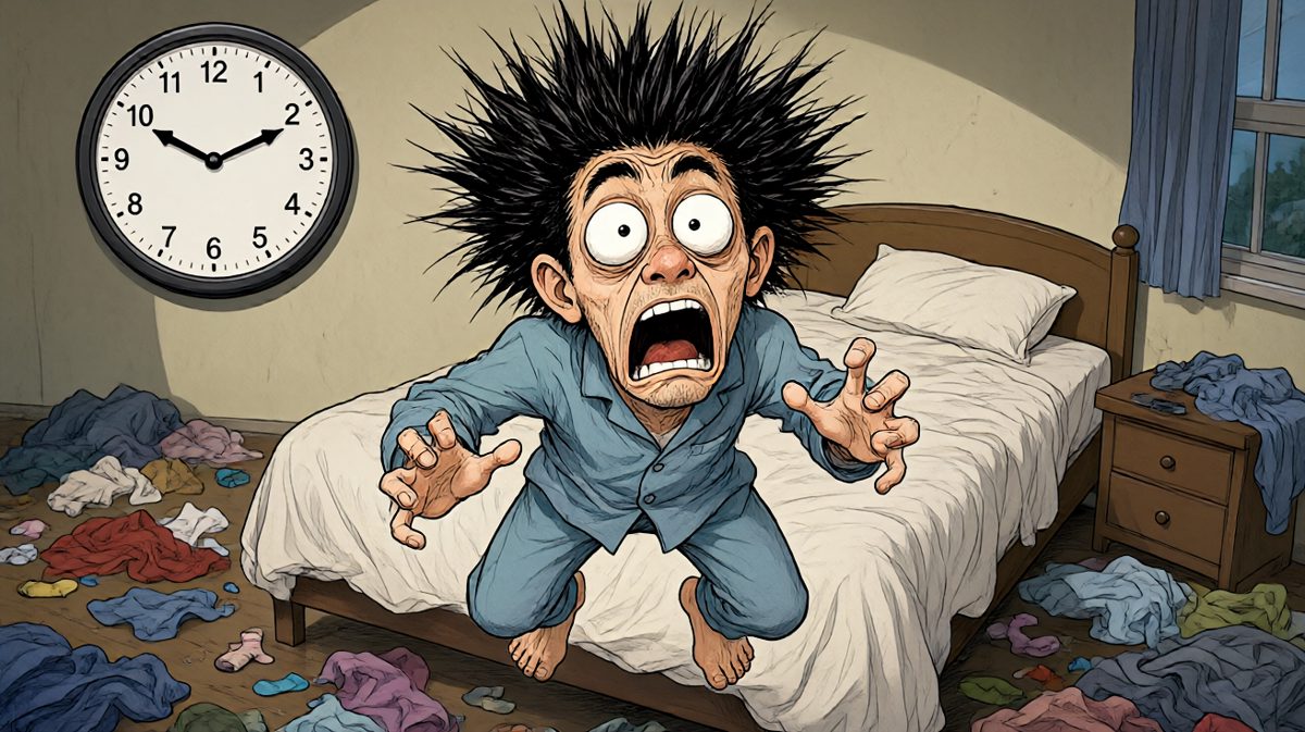 惊醒后发现已经迟到了三个小时，阿强的表情彻底崩溃。