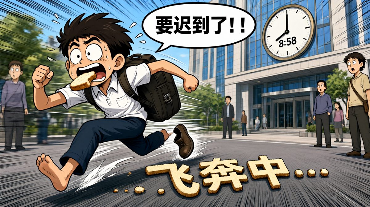 一路狂奔到公司，时间所剩无几