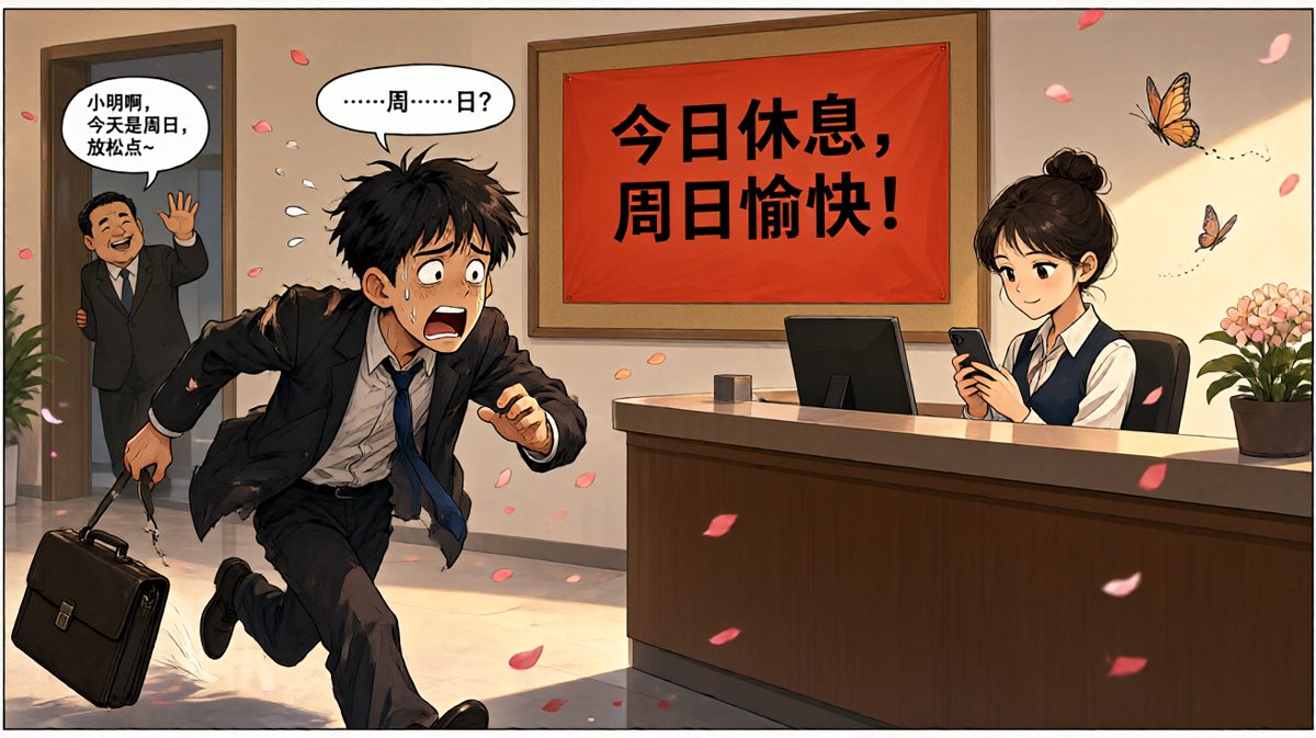 冲到公司才发现——今天是周日！