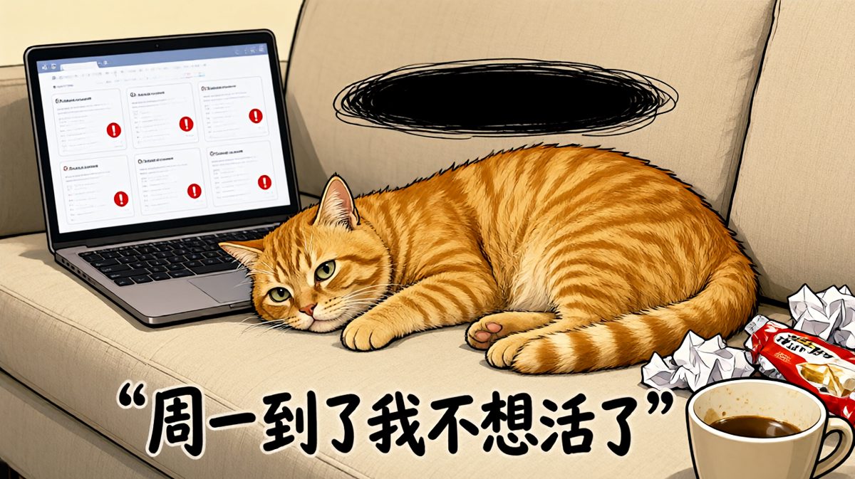 社畜橘猫的周一早晨，灵魂尚未归位。